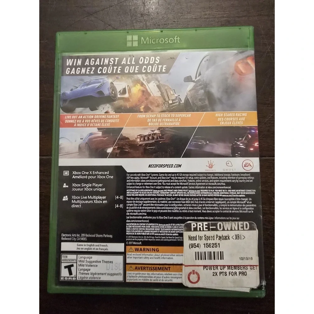 Need for Speed Payback (Microsoft Xbox‎ One, 2017)